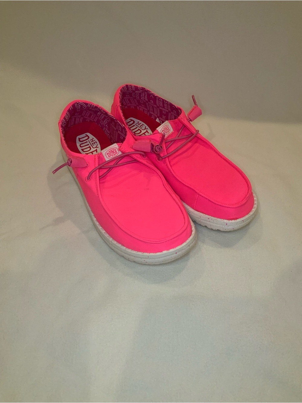 Hey Dude Women’s Wendy Neon Pink Slip-On Sneakers